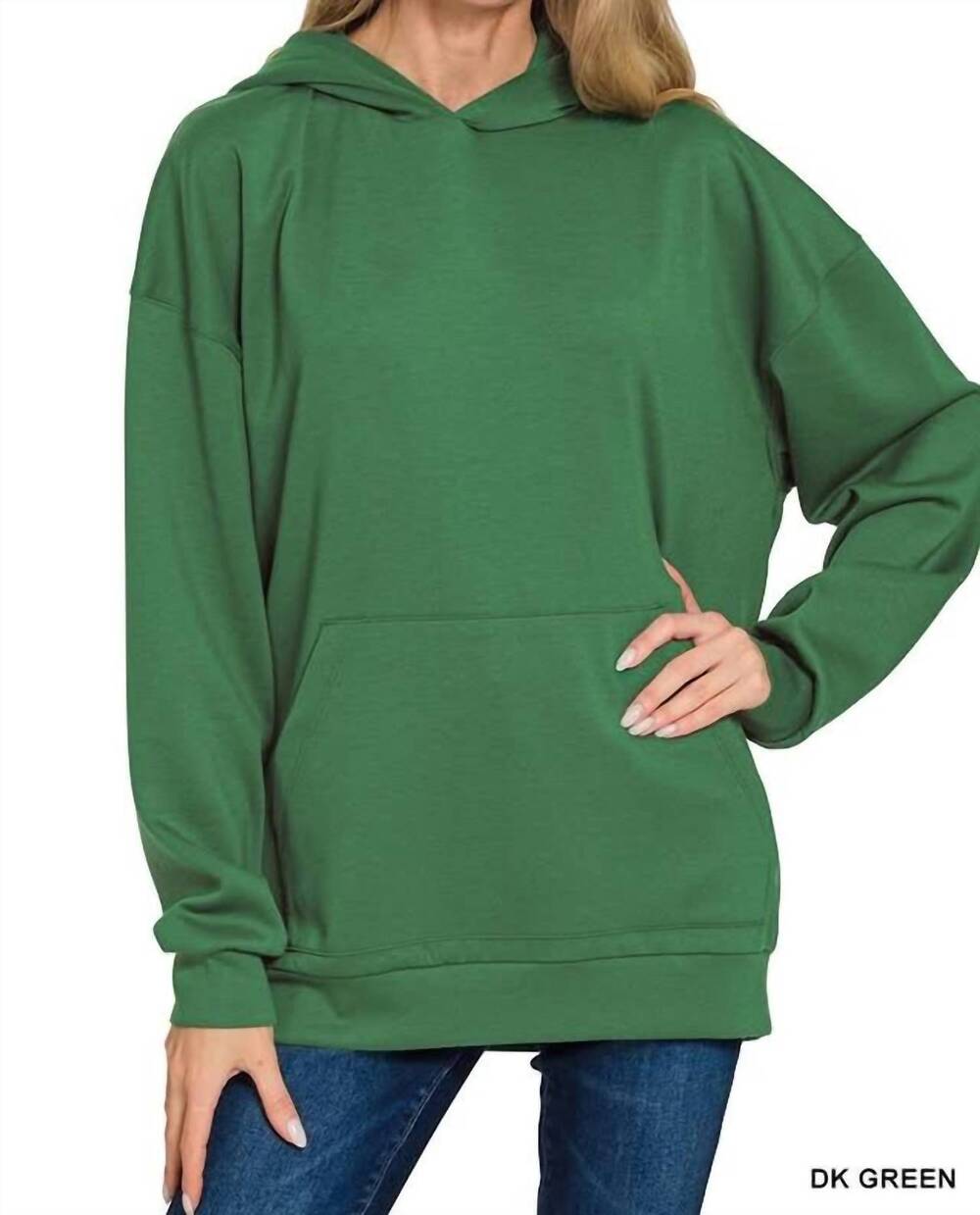 NEW ZENANA oversized scuba hoodie in hunter green
